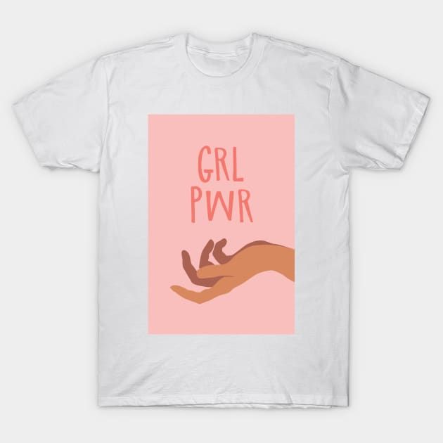 GRL PWR Girl Power Feminist Illustration T-Shirt by Inogitna Designs